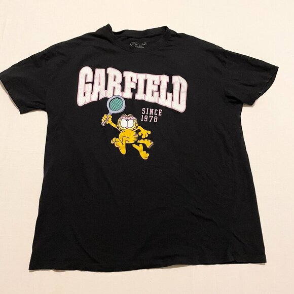 Garfield Cat Comic Shirt Tennis Player Tshirt Mens Large - Picture 1 of 16
